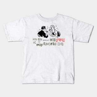 Vintage Retro Comic Illustration with Love Text Kids T-Shirt